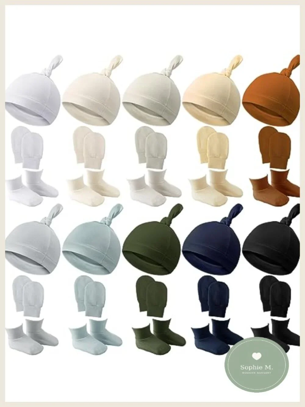 10 Sets Newborn Baby Hat Mittens Socks Cotton Beanie Set 0-6 Months Gift